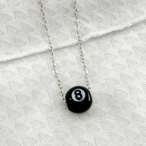 Magic 8 Ball Necklace, Quirky Jewelry, Magic 8 Ball, Stainless Steel - Picture 1 of 4
